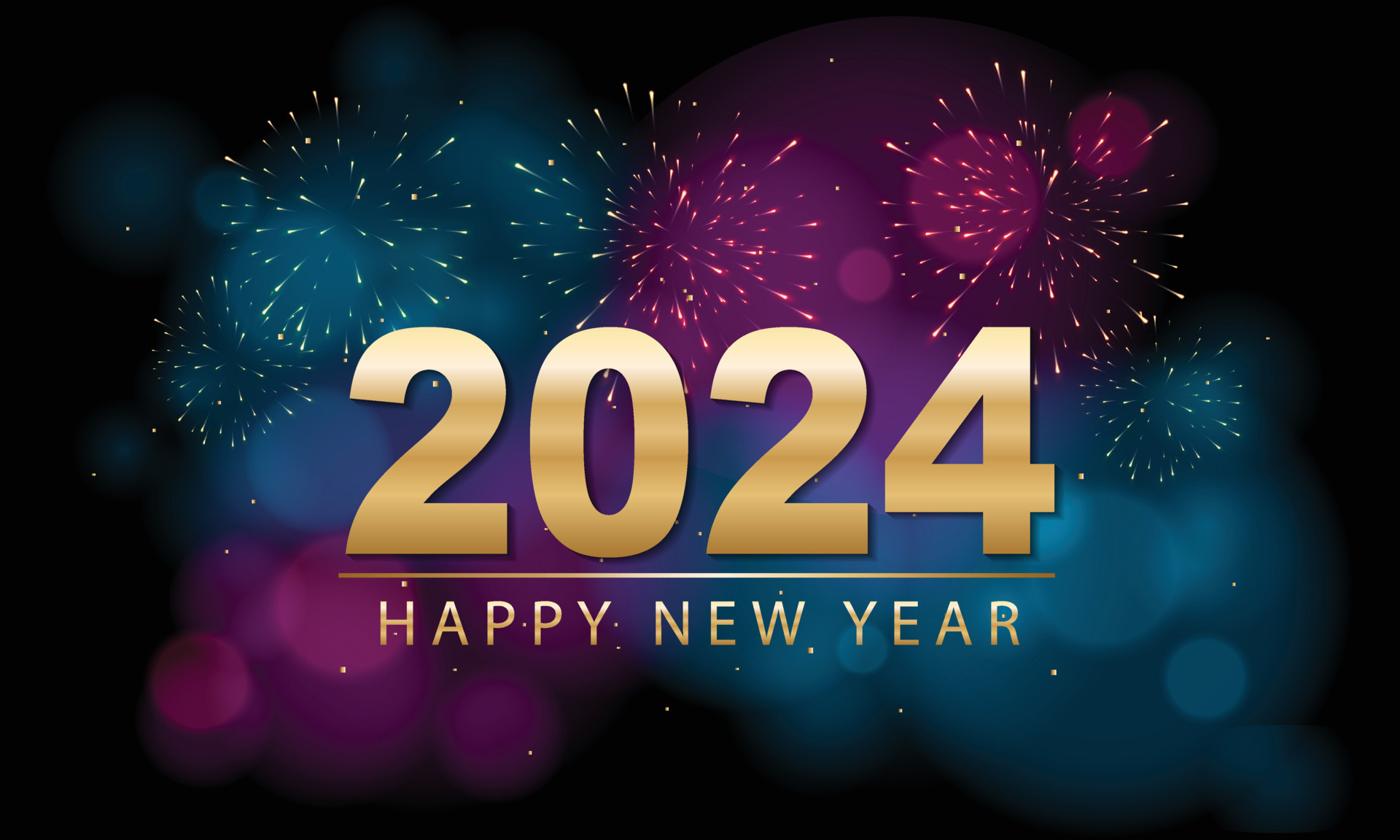 2024 happy new year background design greeting card banner poster illustration vector